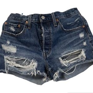Levi Strauss & Co Destressed Blue Jean Shorts